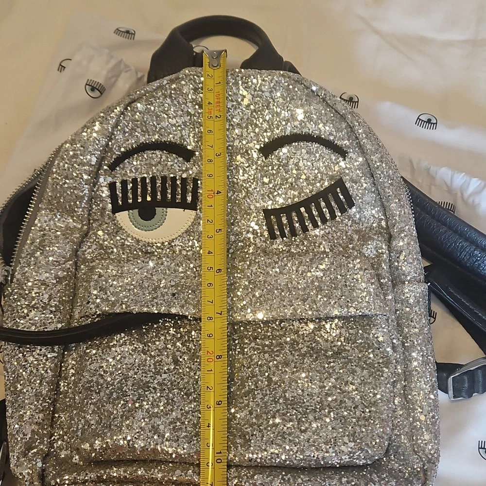 Chiara Ferragni Silver Glitter Eye Backpack - Picture 9 of 14